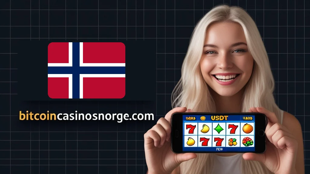 A player holding a phone, a classic slot on the screen and the amount shown in USDT